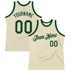 Camiseta de Baloncesto Personalizada, Color Crema y Verde, Malla Transpirable, Unisex para Adultos, Impresión Serigrafiada con Nombre y Número del Equipo - Product Image 1