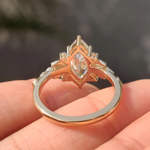 Bague de promesse d'anniversaire en moissanite taille marquise pour femme, bijou de luxe en argent sterling 925 plaqué rhodium, idéal pour les fêtes - Product Image 3