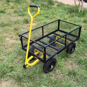 Carrello da Giardino con Ruote Solide Nere e Gialle, Carrello per Attrezzi e Legna da Ardere, Facile da Trasportare - Product Image 2