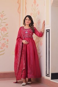 ZAIN EXPORT ETHENIC NEW LAUNCHED DESIGNER TWO PCS MODERN SALWAR KAMEEZ DUPATTA PARTY GOLD CRUSH FABRIC EMBROIDERY WORK - Product Image 4