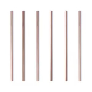 Rose Gold Metal <b>Drinking</b> <b>Straws</b> Reusable 6-Pack Minimalist Bar Accessories <b>for</b> Cocktails Smoothies and Juice - Product Image 1