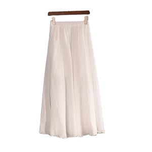 Jupe longue évasée en jean de coton délavé pour femme, taille haute, tendance - Product Image 3