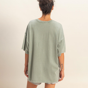 Camiseta Oversize para Mujer, 250GSM, Algodón Lavado, Estilo Vintage, Talla Grande, Cuello Redondo Relajado, Streetwear, Camiseta Lisa de Verano - Product Image 2