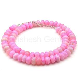Collier ras du cou en opale rose naturelle lisse, perles rondes de 7 à 9 mm, fournisseur en gros - Product Image 1
