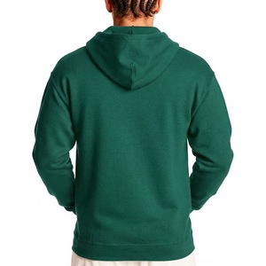 Sudadera con capucha verde para hombre con cremallera completa, forro polar, informal, con cordón, bolsillo canguro, manga larga, ajuste regular - Product Image 2