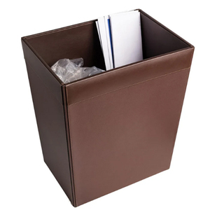 Chocolate Brown Leather <b>Square</b> Waste <b>Bin</b> Office Leather Waste <b>Bin</b> Brown Leather Waste <b>Bin</b> and Basket - Product Image 3