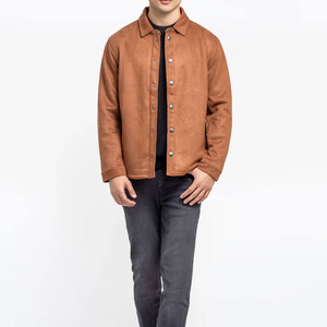 <b>Men</b> Faux <b>Suede</b> Shacket Button Front Long Sleeve Casual Overshirt Breathable Quick-Dry Windproof Soft Comfortable Warm <b>Jacket</b> - Product Image 1