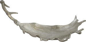 Cuenco Decorativo Moderno Estilo Lodge de Metal Plateado, Libre de BPA, Resistente al Calor, con Detalles de Asta de Ciervo, Hecho a Mano, con Forma de Asta de Ciervo, para Exhibición en Fiestas - Product Image 3