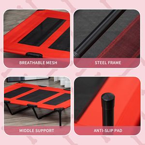Cuccia rialzata per animali domestici 48x46 pollici con telaio in metallo, lettino pieghevole per cani, rinfrescante per l'estate, colore rosso - Categoria Prodotto: Cucce per animali domestici - Product Image 6