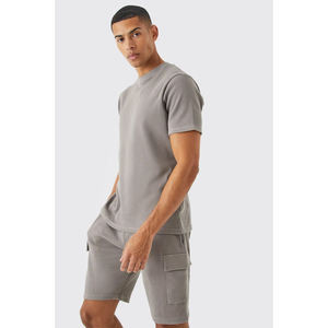 Ensemble de vêtements de sport d'été en polyester pour hommes, short de jogging personnalisé, ensemble 2 pièces en coton respirant - Product Image 4