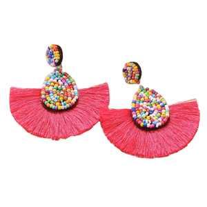 ต่างหูประดับลูกปัดลายดอกซากุระทำมือจากวัสดุผสม สำหรับเด็กผู้หญิง จากอินเดีย - Product Image 1