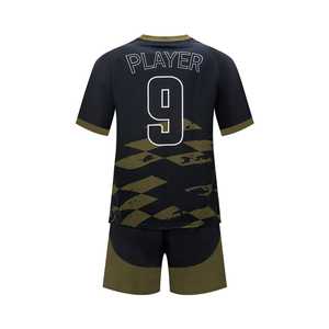 Conjunto de Entrenamiento de Fútbol Premium - Camiseta de Fútbol Sublimada Verde Oliva y Negra - Pantalones Cortos Deportivos de Secado Rápido 100% Poliéster Personalizados - Product Image 2