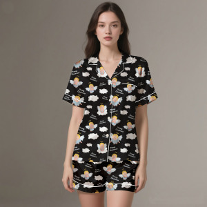 Ensemble de pyjama en satin de soie personnalisé pour femme, collection été/printemps 2025, manches longues, respirant, doux, vêtements de détente de luxe - Product Image 2