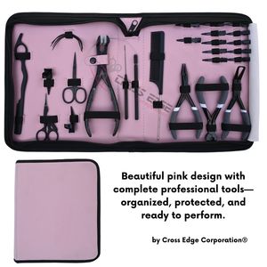 Kit de herramientas para extensiones de cabello rosa con alicates de crimpado y extracción de microanillos, alicates de presión de 7 pulgadas para extensiones de cinta, juego de herramientas de gancho de bucle Microlink - Product Image 6