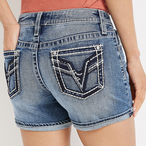 Shorts de Algodón Premium para Mujer, Lavado a la Piedra, Cintura Alta, Estilo Casual Urbano, Verano, Fabricante OEM - Product Image 5