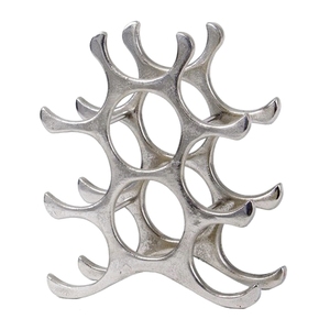 Estante de vino de aluminio superventas de diseño rústico contemporáneo, plateado para 15 botellas de vino, escritorio de Axiom Home Accents - Product Image 4