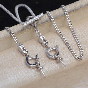 Cadena de Plata S925 con Orificio para Perlas, Soporte Vacío para Joyería de Perlas, Accesorio DIY 5794, Cadena Desmontable con Cuentas - Product Image 5