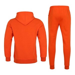 Orange Color Custom Knitted <b>Pullover</b> <b>Men's</b> Tracksuits With Front Logo - Product Image 2