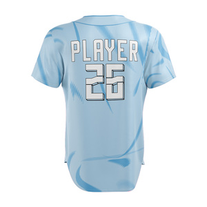 Camiseta de Béisbol Azul Claro Personalizada para Hombre, Manga Corta, Impresión Sublimada, Absorbe la Humedad, Corte Regular, Ropa Deportiva para Equipos de Adultos - Product Image 3