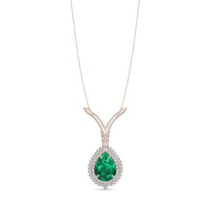 Collar REYES personalizable de oro sólido de 14K con moissanita certificada GRA para mujer, estilo clásico de lágrima, joyería con gema de esmeralda. - Product Image 5