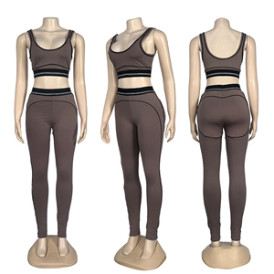 Conjunto de Yoga de 2 Piezas para Mujer, Leggings Sólidos, Transpirables, de Secado Rápido, con Efecto Push-Up, Venta al Por Mayor - Product Image 6