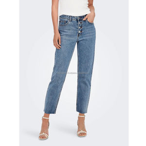 Ladies Women's <b>Pants</b> Jeans Women Denim Fabric Skinny Ladies Sexy Women's <b>Pants</b> Style Blue Color Leg Button Fly Jeans - Product Image 1