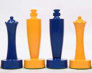 Tournament Size Berliner Series Chess Pieces 3.7 Inch King Yellow Blue At Best Price - Product Image 1