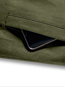 Veste en toile vert olive pour homme, doublure en sherpa, col rabattu, style workwear, vêtement d'extérieur d'hiver, coupe régulière, fermeture à boutons - Product Image 2