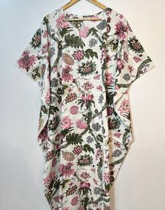 Vestido Kaftan Casual de Verano sin Mangas con Estampado Floral Tropical Digital, de Algodón, para Mujer, Islas del Pacífico Asiático - Product Image 4