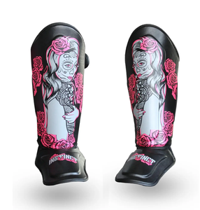 Alta calidad estilo profesional mujeres PU cuero Kickboxing Muay Thai MMA entrenamiento espinilleras Gal Shin n Step protectores de piernas calentadores - Product Image 1