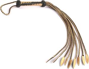 SPALL JP SPORTS Fouet d'équitation en cuir véritable fait main, 36 brins, 9 queues tressées, fouet équestre professionnel en cuir de vachette, BDSM - Product Image 1