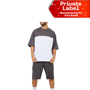 Conjunto de Pantalones Cortos de Waffle para Hombre con Etiqueta Privada Personalizada, Camiseta con Cuello en V, Conjunto de 2 Piezas, Conjunto de Pantalones Cortos de Tela Waffle para Hombre en Oferta, Estilo Minimalista - Product Image 1