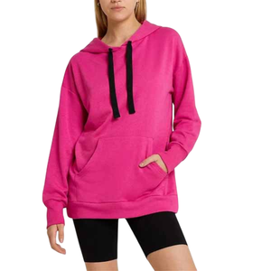 Women's Oversized Hooded Casual <b>Sweatshirt</b> Solid <b>Pink</b> Long Sleeve Knitted Breathable Pullover Pockets Front Printed Spring - Product Image 1