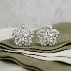 Pendientes de Diamantes de Oro Blanco para Mujer, Corte Brillante Redondo, Color D, Naturales y Cultivados en Laboratorio, Certificados por IGI, Estilo Clásico, Joyería de Boda - Product Image 4