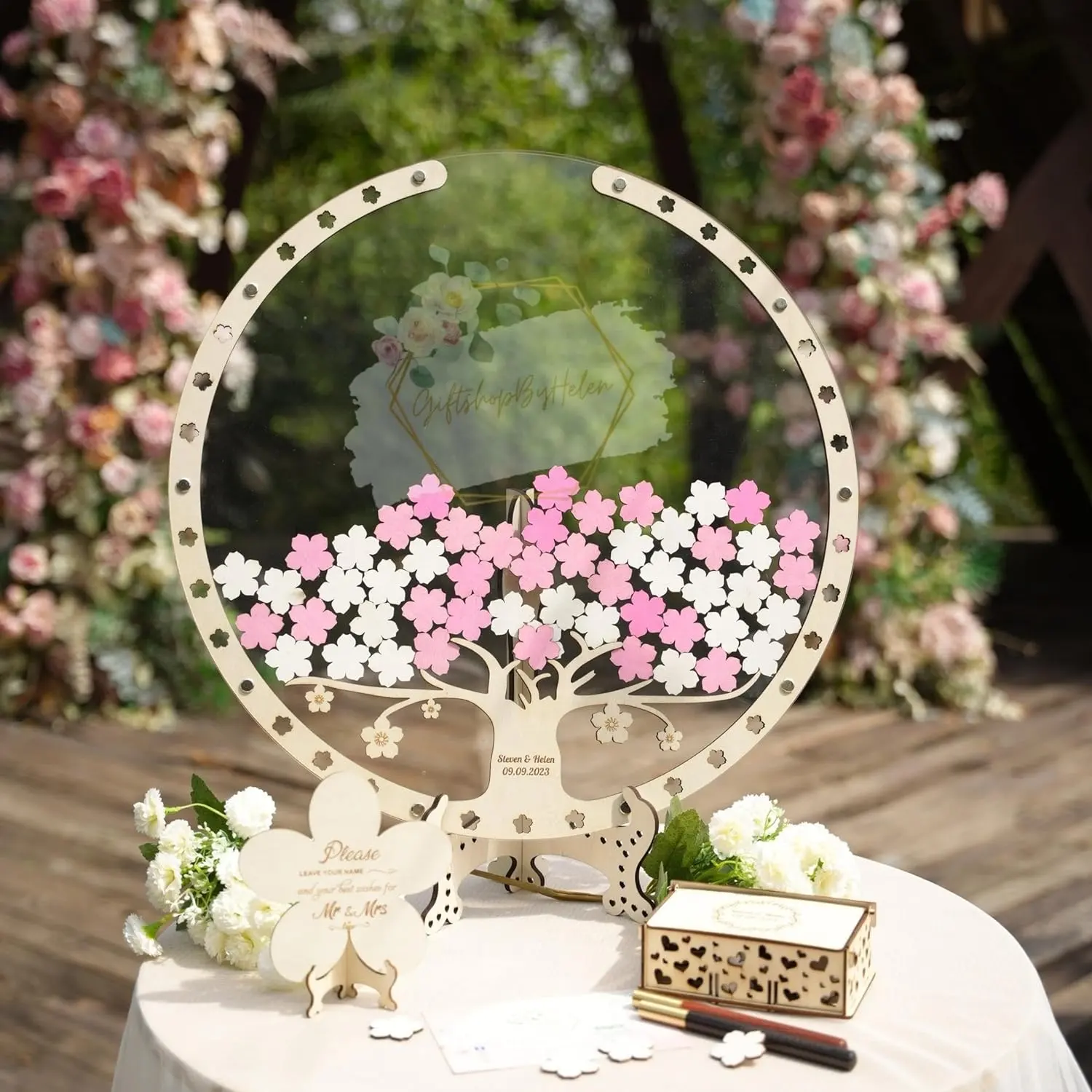 Round flower heart drop box Decoration for Weddings, Proposals, Celebrations, wedding accessories Free design upon request.