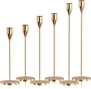 ชุดเชิงเทียนโลหะหกชิ้นที่วางบนโต๊ะสไตล์คลาสสิกโคมไฟและเหยือกผู้ผลิตและส่งออก - Product Image 1