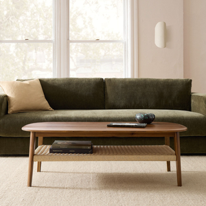Mesa de Centro Moderna de Madera de Teca Sólida, Estilo Escandinavo, con Estante de Almacenamiento de Mimbre Tejido, Mesa Central Premium Hecha a Mano - Product Image 6