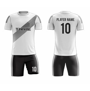 Custom Sublimated Soccer Jersey Set Men <b>White</b> Black 100% Polyester Short Sleeve Moisture Wicking Athletic Fit Team Name Print - Product Image 1