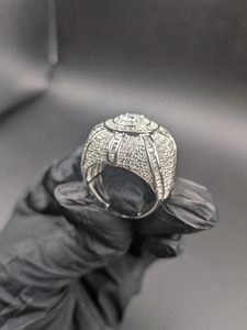 <b>Men</b>’s Hip Hop Iced Out Moissanite Round <b>Ring</b> 925 Sterling <b>Silver</b> 14K White Gold Finish Luxury Statement Jewelry <b>Ring</b> - Product Image 5
