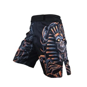 Shorts MMA pour hommes, noir, imprimé loup doré, sublimation, séchage rapide, coupe régulière, vêtements d'arts martiaux mixtes, taille adulte - Product Image 2