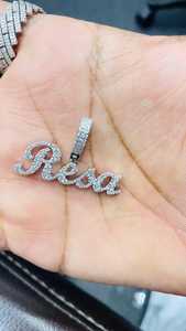 Colgante Personalizado con Nombre en Letra Cursiva, con Moissanita VVS, Estilo Hip Hop, en Plata de Ley 925, Joyería Fina - Product Image 2