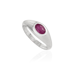 <b>Top</b> Quality Products Wholesale Design <b>Gypsy</b> Set Ruby Gemstone Dome Chunky Ring Solid K14 White Gold Customized Jewelry - Product Image 3
