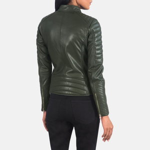 Chaqueta de Cuero para Mujer, Diseño Nuevo, Color Sólido, Estilo Urbano, Chaqueta de Cuero de Oveja para Motocicleta - Product Image 3