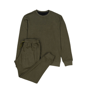 Ensemble de sweat-shirt à col rond uni pour homme, pantalon de jogging en molleton, 2 pièces, vêtements décontractés d'automne, coton tricoté, molleton français - Product Image 5