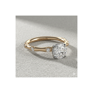 Anillo de Compromiso con Diamante Cultivado en Laboratorio, Oro de 14K, Corte Redondo, Halo Oculto, Piedras Laterales, Fabricante de Joyería Personalizada OEM - Product Image 1