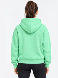 Hot Selling 100% Cotton 350gsm Heavy Weight Mint Green Zip-Up Hoodie With Front Logo Regular Fit Fleece Casual Sweatshirt Autumn - Product Image 4