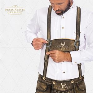 Pantalones de Cuero Bordados de Estilo Antiguo para Hombre, Talla Grande |   Pantalones Cortos de Cuero Bávaro con Aspecto Antiguo |   Disfraz Hecho a Mano para el Oktoberfest - Product Image 3