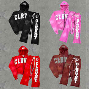 Conjunto de Sudadera con Capucha y Pantalones Deportivos Estilo Vintage con Lavado Ácido Personalizado, Fabricante OEM para Marcas de Ropa y Pedidos al por Mayor - Product Image 2