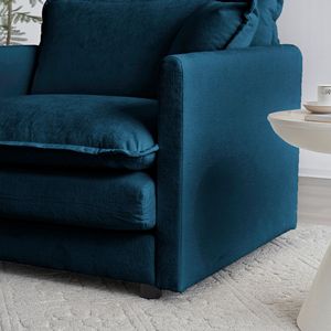 Divano Moderno a Due Posti in Tessuto Chenille Blu per Soggiorno, Grande Dimensione con 4 Cuscini Imbottiti - Product Image 6