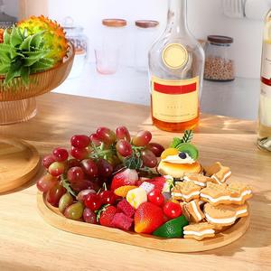 Bandeja de Servir de Madera Estilo Rústico, Bandeja Grande de Madera Maciza para Desayuno, Té y Café, Juego de 4 en Forma Ovalada - Product Image 3